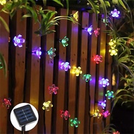 Sakura 8 Modes Flashing Solar Powered Warm Rainbow Garden Cherry Blossom Garland Lights Minimalistic