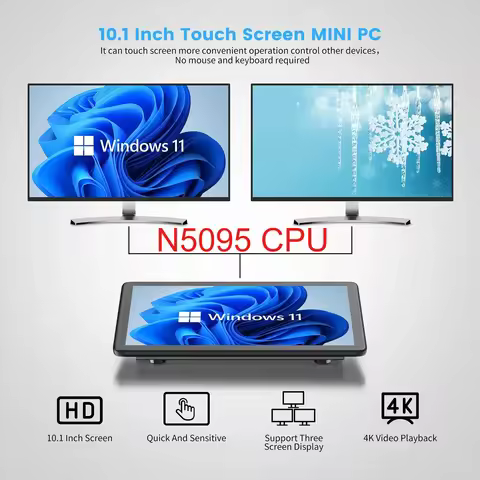 Higole F10 10.1 Inch Intel N5095 Fanless Mini PC WiFi 8GB 128GB 800*1280 Touch Screen Tablet PC Desk