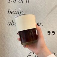 爆疯鱼 【百亿补贴】网红玻璃杯ins风冷萃咖啡杯奶茶杯子可爱带盖皮质杯套吸管杯400ml 单杯一只(含杯盖,杯套,吸管)