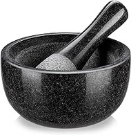 Velaze Granite Mortar and Pestle Set, 6.5 inch Pestle and 19.5 oz Mortar,Natural Unpolished, Non Porous Spice Grinder, Small Bowl for Kitchen Spices and Pesto