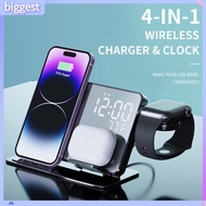 BGT_1 Set Wireless Charging Station 2 in 1 Support QI Devices Phone Holder Digital Clock Thermometer Dock Charge ABS LED Display Phone Wireless Charger for Office