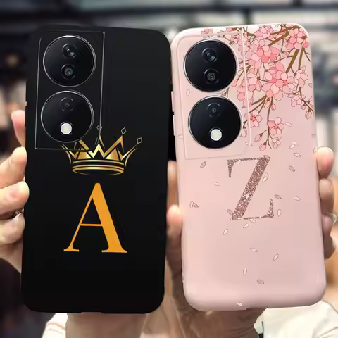 For Honor X7b 2023 Case CLK-LX1 Cover Lovely A Z Letters Crown Flower Shockproof Bumper For Honor X7