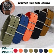 20มม. 22มม. ไนลอนนาฬิกา Ribbed Nato สำหรับ Samsung Watch4 42/46มม. 3 41/45มม. Active2ผ้านาฬิกาอุปกรณ์เสริมสำหรับนาฬิกา Huawei GT3 GT2สร้อยข้อมือคุณภาพสูง