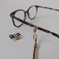 口罩鍊 眼鏡鍊 德國製3mm淺棕色真皮編織皮繩 多色扣件