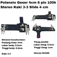 Potensio Geser 4cm 6 pin 100k Stereo Kaki 3-3 Slide 4 cm Equalizer 104