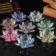 LUCKYSTORE Crystal Lotus Flower Figurine, 120mm Paperweight Table Ornaments Lotus Flower Ornament, L