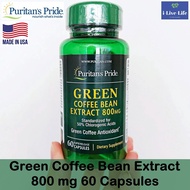 สารสกัดกาแฟเมล็ดเขียว Green Coffee Bean Extract 800 mg 60 Capsules - Puritan's Pride