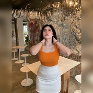 🌈 SpinnyHouse 🌈 เสื้อคอเหลี่ยม ผ้าเรย่อน💙เสื้อรัดรูป ผ้า 2 ชั้นไม่โป๊ เสื้อไปคาเฟ่ ลุคคุณหนู รุ่น 28