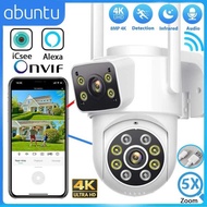 ABUNTU 8MP 4K Outdoor Wifi ICsee APP Lens Dl Screens Surveillance 4MP HD Night Vision Home Security 