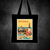 ESTONIA (EUROPE VINTAGE TRAVEL) Printed tote bag canvas