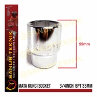 MATA TEKIRO Socket / Sock / Socket Wrench Eye 3/4" 3/4 inch 3/4 in DR 6 PT 33 MM (33MM)