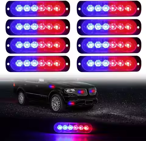 8 pcs LED Emergency Strobe Lights, 6 LED Strobe Warning Emergency Flashing Light Caution Constructio
