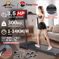 BYCON Treadmill exercise，3.5HP LED Electric Treadmill with remote control 1-14KM/H Flat Treadmill Wa