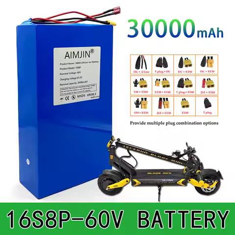Brand new 60V 67.2V 28Ah 18650 16S8P 60V 3000W CityCoco Electric Scooter Bicycle Li-ion Battery Pack