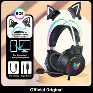 [WNMK] Onikuma X15 Pro Hoofdtelefoon หูฟังเกม Bedrade ยกเลิกการ Ortjes Roze Kat Oren Rgb Licht Met Microfoon VOR Ps4พีซี
