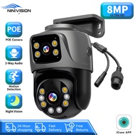8MP 4K Dual Lens POE PTZ Camera 2 Screens Display 360° Auto Tracking Motion Detection Smart Home Sur
