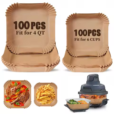 Disposable Air Fryer Paper Liners for Ninja Crispi Air Fryer FN101 4 QT & 6 Cup Glass Containers Non