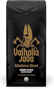Death Wish Coffee Valhalla Java Dark Roast Ground Coffee, 12 Oz, Bold & Intense Blend of Arabica Rob