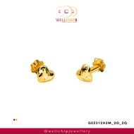 WELL CHIP Heart Gold Earstud- 916 Gold/Anting-anting Emas - 916 Emas