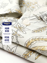 Byford Byford Hawaii Full Print Shirt Men Short Sleeve Summer Pure Cotton Seaside Beach Vacation Flo