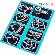 CLEOES Montessori Puzzle Toy, Metal Puzzle 3D Design Wire IQ Games, Montessori Educational Set of 8 