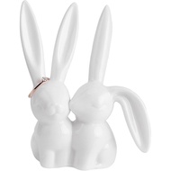 heart & home Ring Holder, Ceramic Bunny Ring Holder for Jewelry Engagement Ring Holder,White
