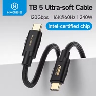 Hagibis UC50 Thunderbolt 5 Cable Up to 120Gbps Bandwidth Boost 240W Charging 80Gbps Date 16K/8K Comp