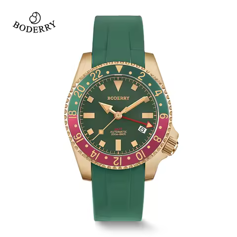 Boderry Bronze GMT Watch Diver ADMIRAL Watches Automatic For Seiko NH34 Movement 200M Waterproof Wri