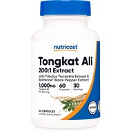 Nutricost Tongkat Ali 1,000mg 60 Capsules - with Tribulus Terrestris and BioPerine, Vegetarian Caps, Non-GMO, Gluten Free, Potent Extract
