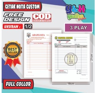 Nota Costum 1/2 3 Ply (25 set 75lembar) / Nota Nama Toko Sendiri / Nota Pembayaran / Invoice / Nota 