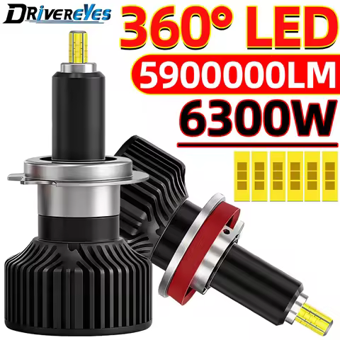 3D 360 H7 LED For Lens Car Headlight Bulb 6300W Canbus H8 H9 H11 Fog Lamp H1 9006 Hb4 9005 Hb3 9012 