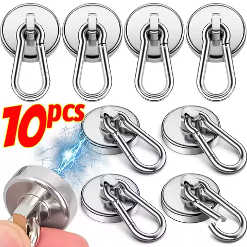 10/1PCS Strong Magnetic Carabiner Hook 360°Rotating Magnet Hook Kitchen Bathroom Hanging Hangers Hom
