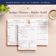 Budget Planner - Binder Refill 6-Ring, 20-Ring, A5, A6, Cash Planner, Organizer, Loose Leaf