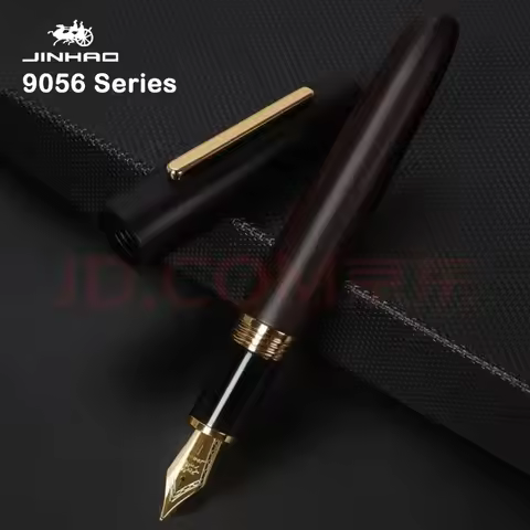 Jinhao 9056 Fountain Pen Natural Wood Handmade M/F Nib Gold Clip Ink Pen School Business Office Writ