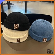 KKGOO Brimless Hat, Corduroy C Letter Kids Docker Cap, Vintage Solid Color Adjustable Design Warm Fa