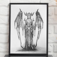 Diablo Lilith -Original Drawing,Video Games,Wall Art,Home Decor,Hanging painting