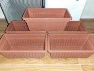 set of 5pcs BIG brown rectangle pots for plants 32x15x13 cm / paso / garden pot / seedling tray