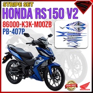 100% ORIGINAL HONDA RS150 V2 RS150R STRIPE SET PB-407P STICKER COVERSET COVER SET 86000-K3K-M00ZB