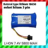 BATERAI CAS 18650 2X LI-ION 7.4V 5800MAH untuk mobil RC soket 3pin kualitas awet tahan lama mantap!.