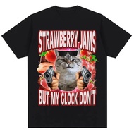 2026 European Size Funny Gitler Hilarious Cat Stem Pattern Printed Pure Cotton Men's T-Shirt Cute Tr