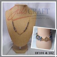 DF101 Freshwater Black Pearl ~ Handmade Crystal Bracelet/ Gelang Kristal