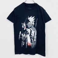 古著火影忍者疾風傳卡卡西短袖動漫印花 T 卹，人物設計，黑色，小碼