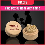 Custom Name Wood Ring Box For Wedding Perkhawinan Cincin Kotak Personalised Nama