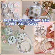 5 pcs set Silver Star charger cover UK 20w A1696  A2344 3-pin folding plug square Charger protector 