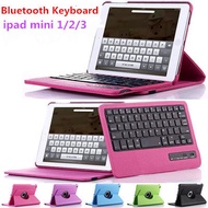 360°Rotating Bluetooth Keyboard Wireless Removable Keyboard with Litchee Leather Case for ipad mini