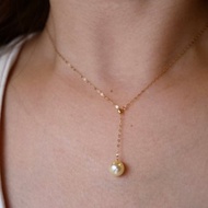 日本直送 天然羽皇金　無調色akoya珍珠項鏈 Y字項鍊 18k金日本製