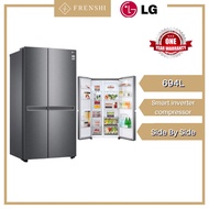 LG Side-by-Side Fridge in Dark Graphite Finish (655L) GC-B257JQYL [ FRENSHI ]