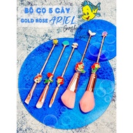 MERMAID ARIEL GOLD ROSE 5 MERMAID ARIEL GOLD ROSE MAKEUP BRUSH SET HIGH QUALITY ELECTRIC PAINTING