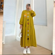 JESSY ACC LOLY MIDI DRESS BL KATUN RAYON MIX SABLON LD 110 CM PB 125 CM KANCING AKTIF Baju Gamis Wanita Terbaru 2023 Gamis Dress Midi Wanita Simple Gamis Jumbo Gamis Dress Melar Gamis Kondangan Pusat Grosir Pakaian Dewasa Terlaris BEST SELLER