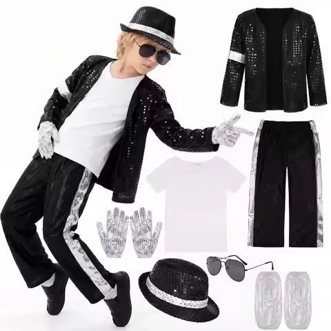 Costume Michael Jackson for Kids,Michael Jackson Cosplay Accessory Set for Performances Commemorativ